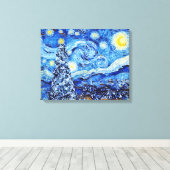 Van Gogh Starry Night - White Christmas Tree Canva Leinwanddruck (Insitu (Holzboden))