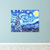 Van Gogh Starry Night - White Christmas Tree Leinwanddruck (Insitu (Holzboden))