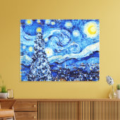 Van Gogh Starry Night - White Christmas Tree Leinwanddruck (Insitu (Wohnzimmer))