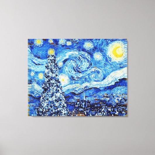 Van Gogh Starry Night - White Christmas Tree Leinwanddruck (Vorderseite)