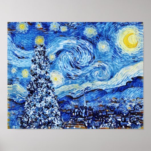 Van Gogh Starry Night - White Christmas Tree Poster (Vorne)