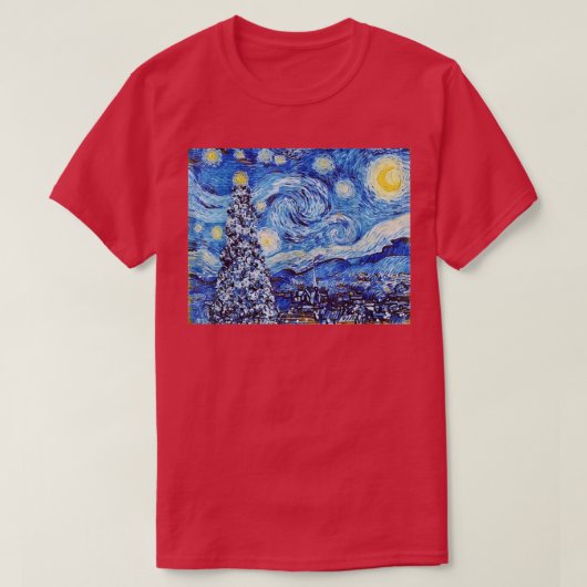 Van Gogh Starry Night White Christmas Winter T-Shirt (Design vorne)