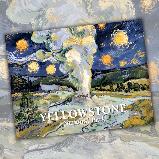 Van Gogh Starry Night Yellowstone Alte Treue Kunst Postkarte