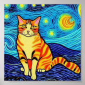 Van Gogh-Sternenkatze Poster (Vorne)