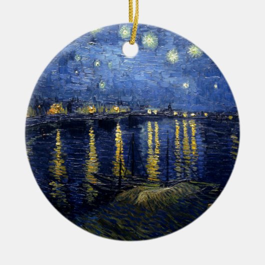 Van Gogh: Sternenklare Nacht über der Rhône Keramik Ornament (Vorne)