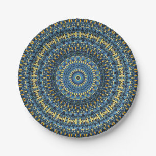 Van Gogh Sternennacht Abstract Groovy Boho Mandala Pappteller