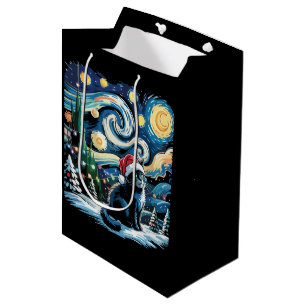 Van Gogh Sternennacht Festive Weihnachten Schwarze Mittlere Geschenktüte