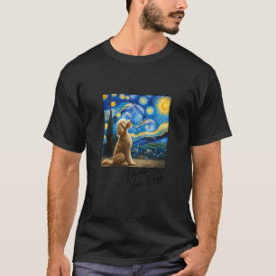 Van Gogh Sternennacht Goldendoodle Hund Kunst Gold T-Shirt