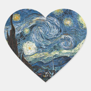 Van Gogh Sternennacht Herz-Aufkleber