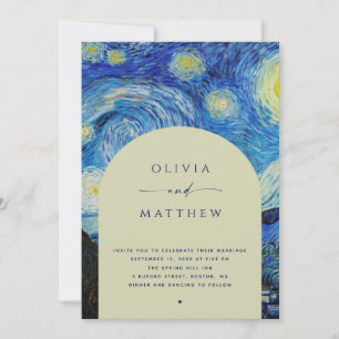 Van Gogh Sternennacht Hochzeitskunst Bogen + QR- Einladung