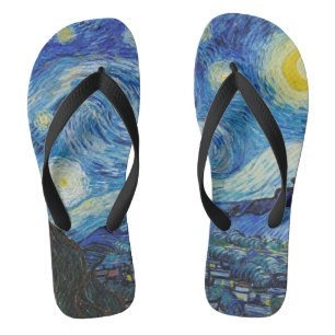 Van Gogh Sternennacht. Impressionismus Vintage-Kun Badesandalen