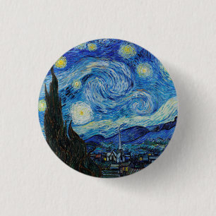 Van Gogh Sternennacht. Impressionismus Vintage-Kun Button