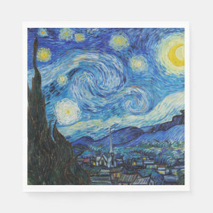 Van Gogh Sternennacht. Impressionismus Vintage-Kun Serviette