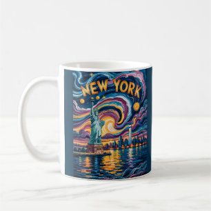 Van Gogh Sternennacht New York Liberty Skyline Kun Kaffeetasse