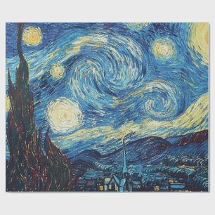 Van Gogh Sternennacht Vintage Blau Meisterwerk Geschenkpapier