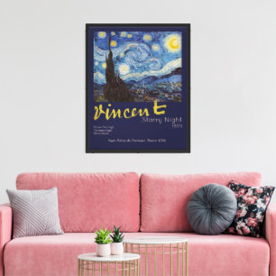Van Gogh Sternennacht Vintage Blau Meisterwerk Leinwanddruck