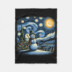 Van Gogh Sternennacht Weihnachten Schneemann Winte Fleecedecke
