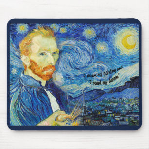 Van Gogh Sternennacht Zitat Leinwanddruck Mousepad