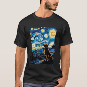 Van Gogh Stil Sternennacht Malerei Golden Retrie T-Shirt