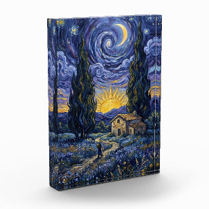 Van Gogh Stil Zypressen Dämmerung Mitternacht Ster Fotoblock