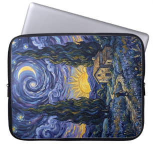 Van-Gogh-Stil Zypressen-Dämmerung Mitternachtsmond Laptopschutzhülle