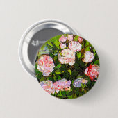 Van Gogh Still Life mit rosa Roses Button (Vorne & Hinten)