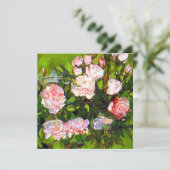 Van Gogh Still Life mit rosa Roses Einladung (Stehend Vorderseite)