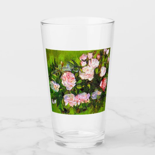 Van Gogh Still Life mit rosa Roses Glas (Vorderseite)