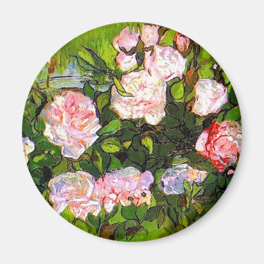 Van Gogh Still Life mit rosa Roses Magnet (Vorne)