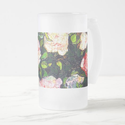 Van Gogh Still Life mit rosa Roses Mattglas Bierglas (VorderseiteRechts)