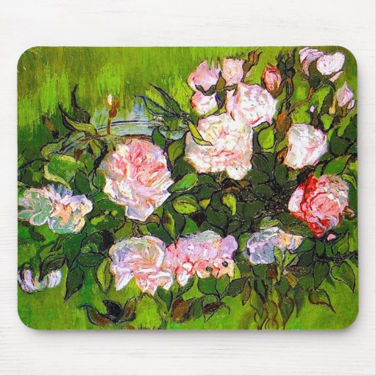 Van Gogh Still Life mit rosa Roses Mousepad (Vorne)