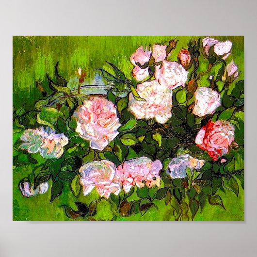 Van Gogh Still Life mit rosa Roses Poster (Vorne)