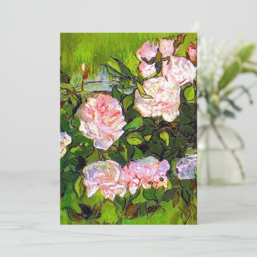 Van Gogh Still Life mit rosa Roses Save The Date (Stehend Vorderseite)