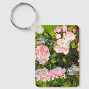 Van Gogh Still Life mit rosa Roses Schlüsselanhänger