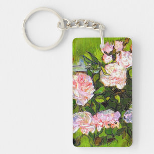 Van Gogh Still Life mit rosa Roses Schlüsselanhänger