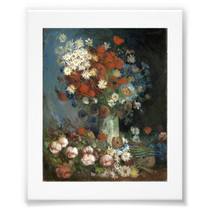 Van Gogh Still Life mit Wiese-Blume und Rose Fotodruck