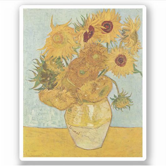 van Gogh Still Life Vase mit zwölf Sonnenblumen Aufkleber (Vorderseite)