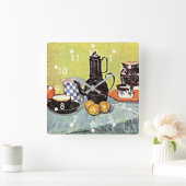 Van Gogh: Still Life with Blue Enamel Coffeepot Quadratische Wanduhr (Zuhause)