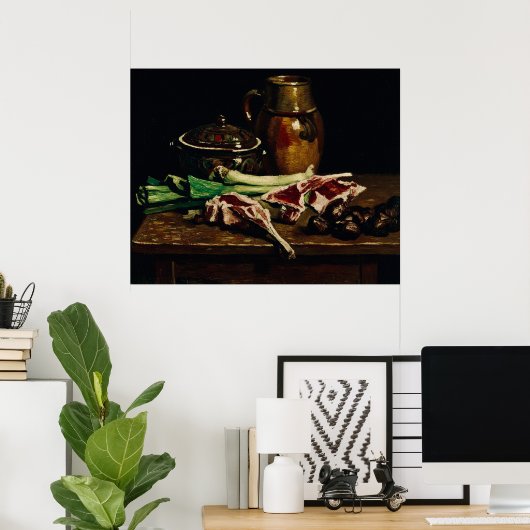 Van Gogh Still Life with Meat, Vegetables, Pottery Poster (Heimbüro)