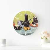 Van Gogh: Stillleben mit blauem Email-Coffeepot Große Wanduhr (Zuhause)