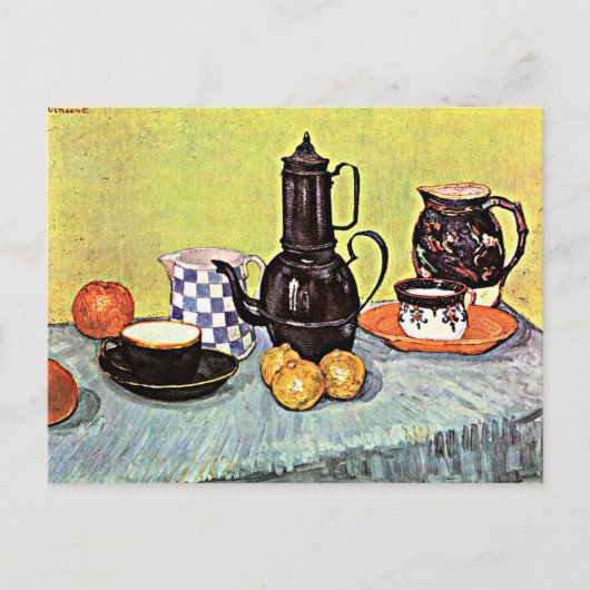 Van Gogh - Stillleben mit blauem Email-Coffeepot Postkarte (Vorderseite)