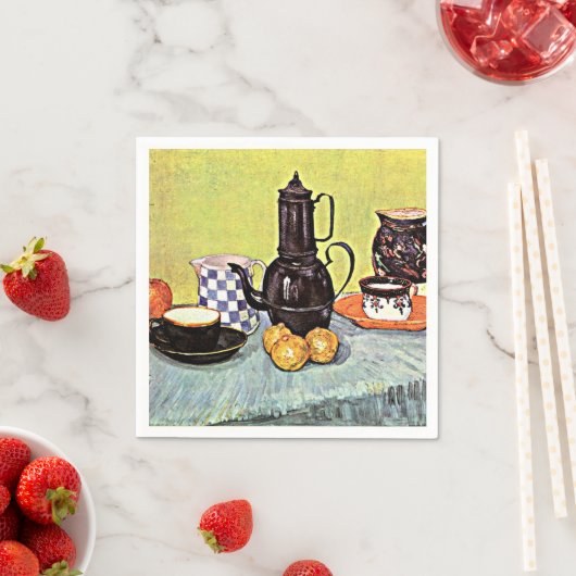 Van Gogh - Stillleben mit blauem Email-Coffeepot Serviette (Beispiel)