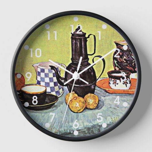 Van Gogh: Stillleben mit blauem Email-Coffeepot Uhr (Vorderseite)