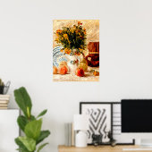 Van Gogh - Stillleben mit Kaffeekuchen und Blume Poster (Heimbüro)
