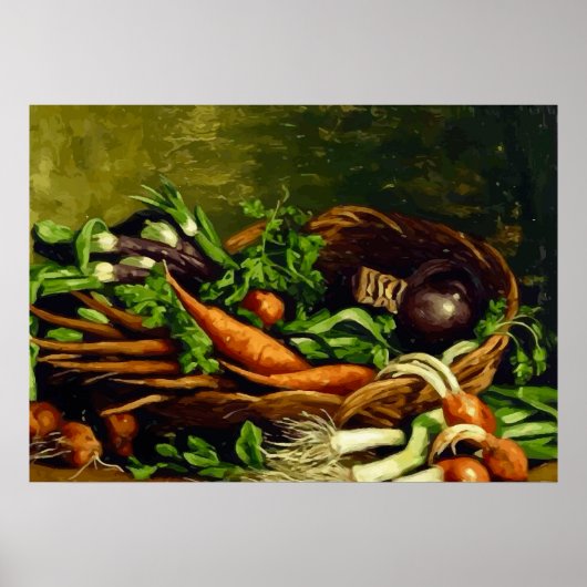 Van Gogh Stillleben mit Korb voller Gemüse Poster (Vorne)