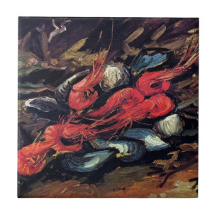 Van Gogh - Stillleben mit Muscheln und Shrimp Fliese
