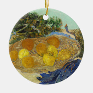Van Gogh Stillleben mit Orangen, Zitronen und blau Keramik Ornament