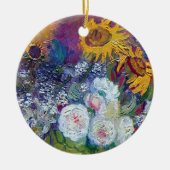 Van Gogh - Stillleben mit Rose und Sonnenblumen Keramik Ornament (Vorne)