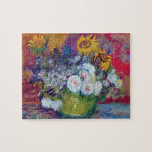 Van Gogh - Stillleben mit Rose und Sonnenblumen Puzzle (Horizontal)