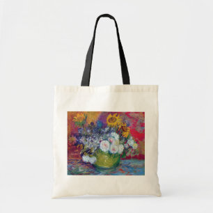 Van Gogh - Stillleben mit Rosen und Sonnenblumen Tragetasche